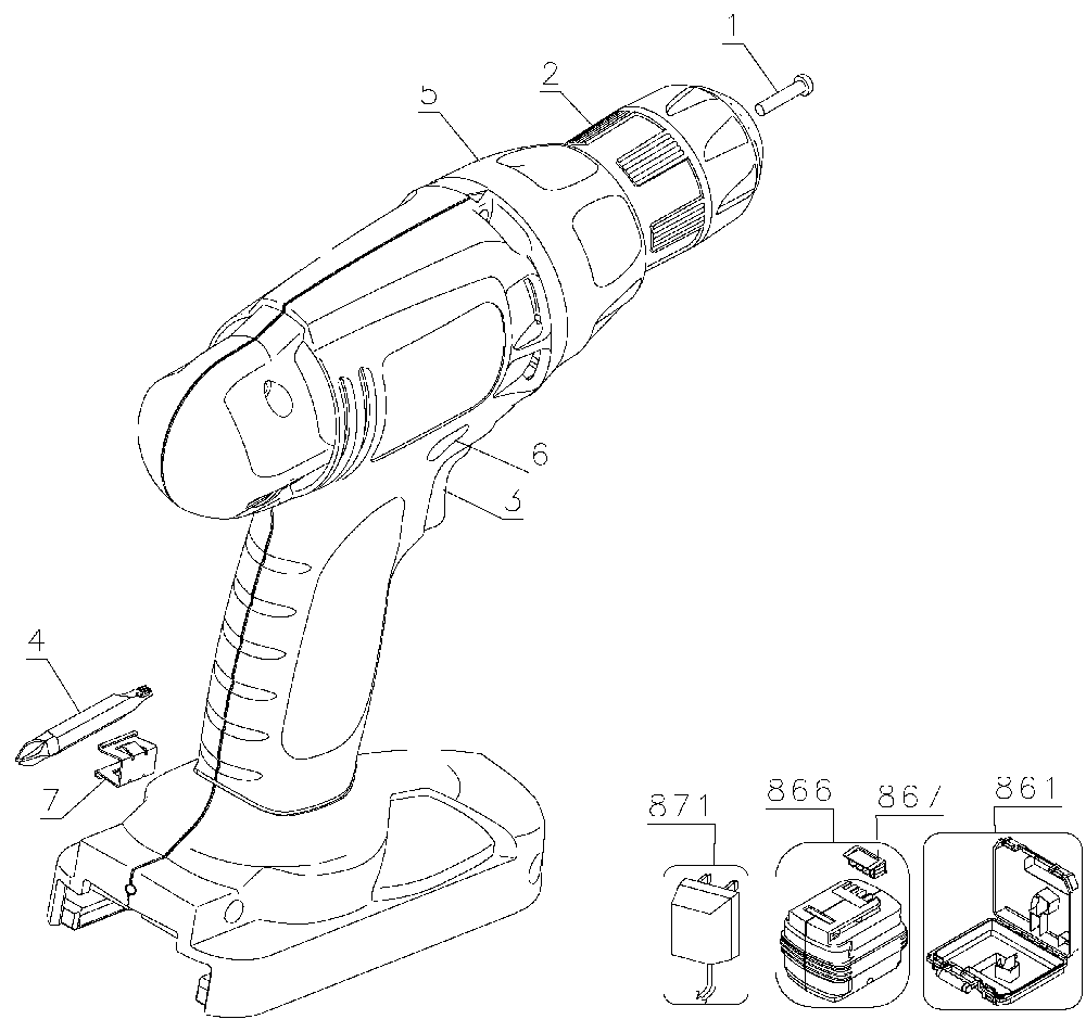 Page A Diagram and Parts List for PS1200K Type 4 Black and Decker Cordless Drill